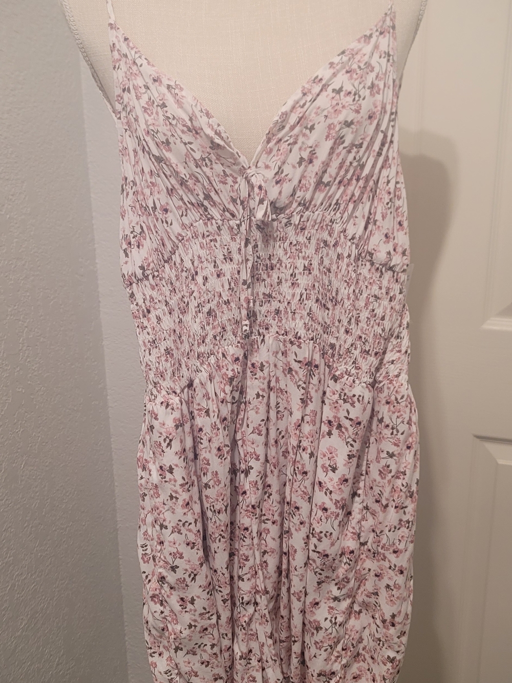 Justify Pink Floral Smocked Romper Shorts with Adjustable Straps
